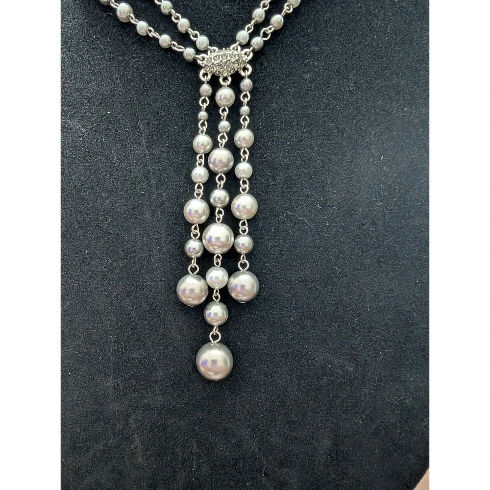 Gray‎ two-tone double strand carolee statement necklace